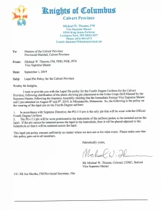 Calvert Province Pin Policy